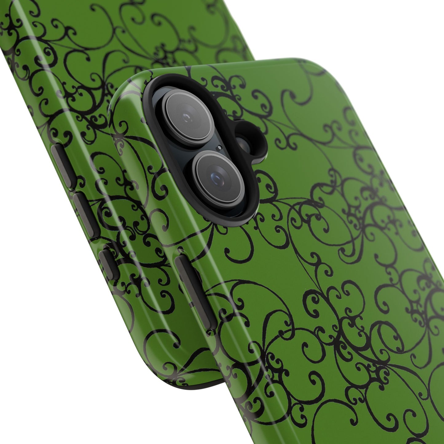 Elegant Scroll Green / Black Phone Case