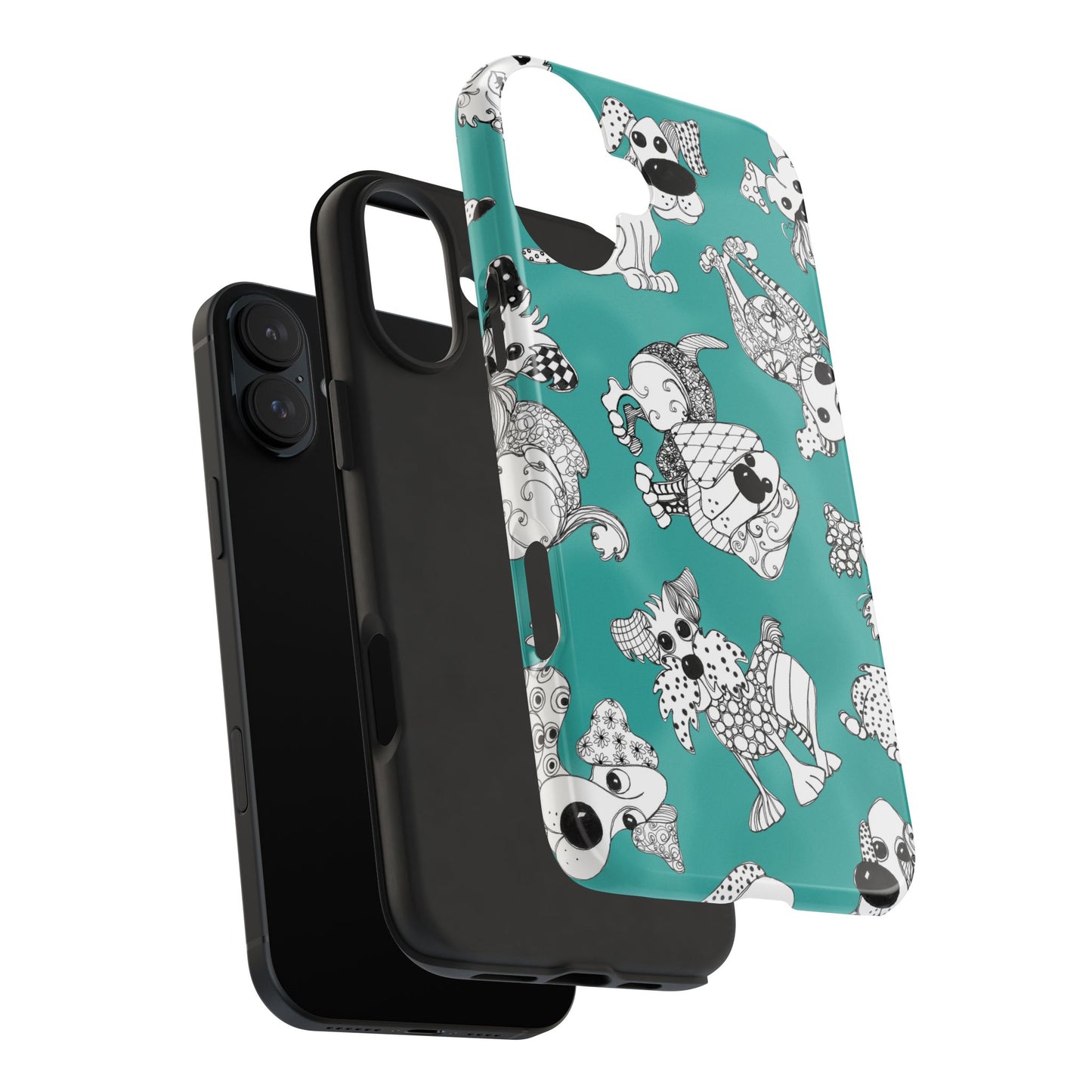 Doodle Dogs Turquoise Phone Case
