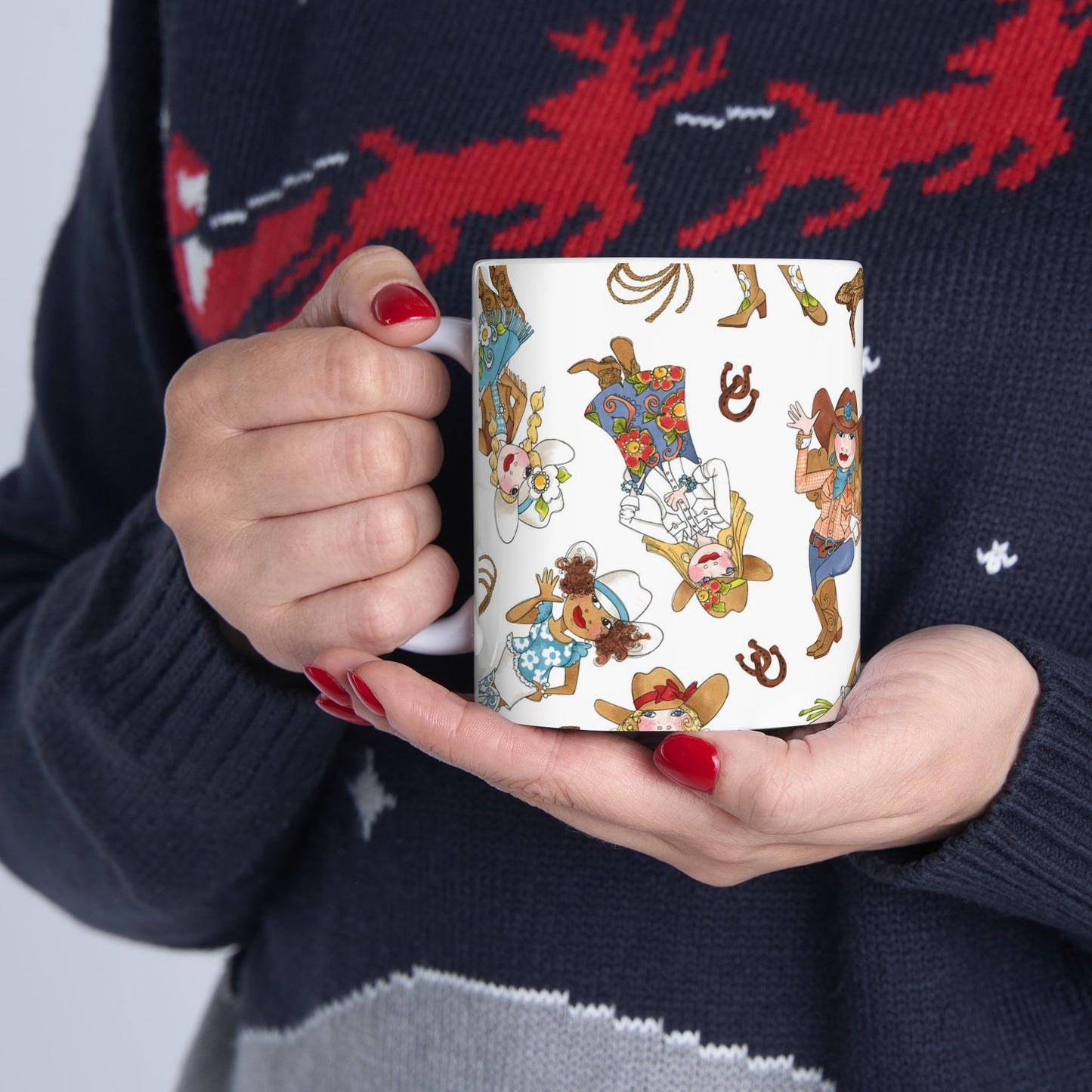 Tossed Cowgirls White Cup