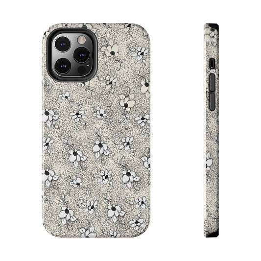 Daisy Flecks Ivory / Black Phone Case