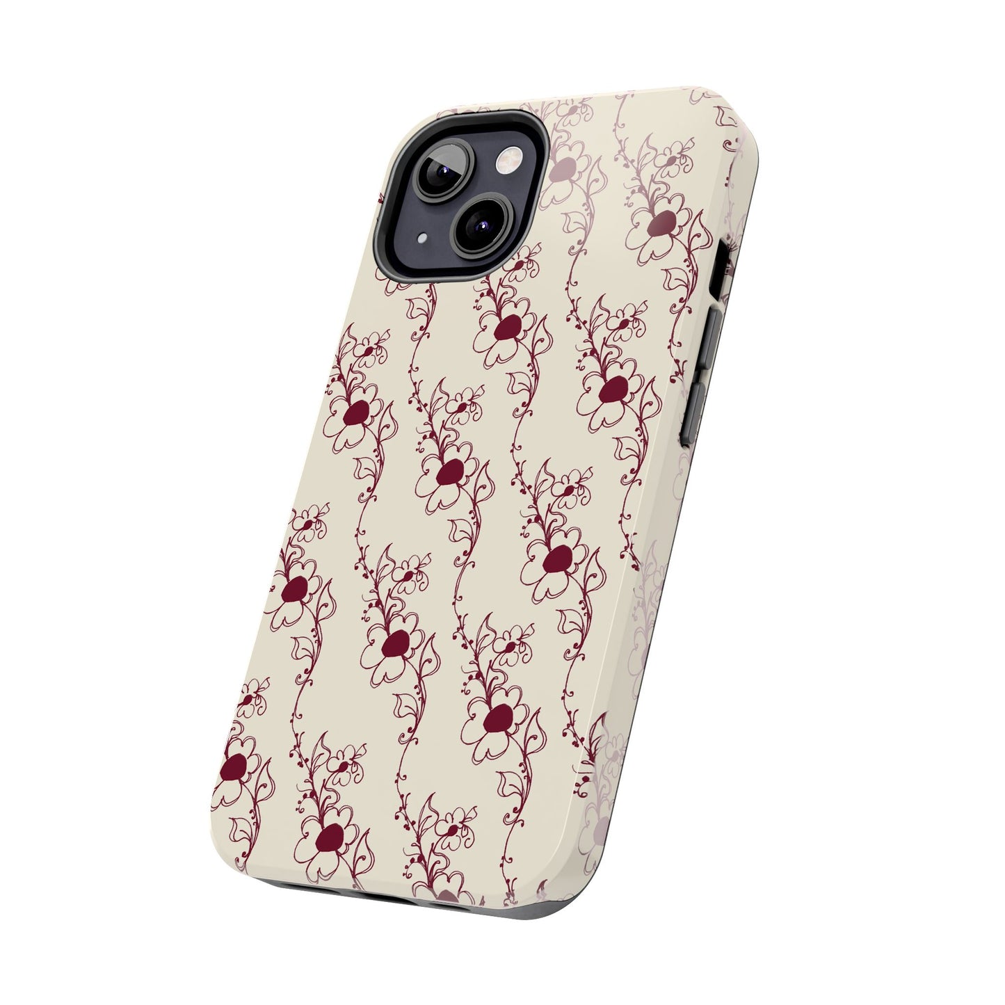Diagonal Daisies Ivory / Red Phone Case