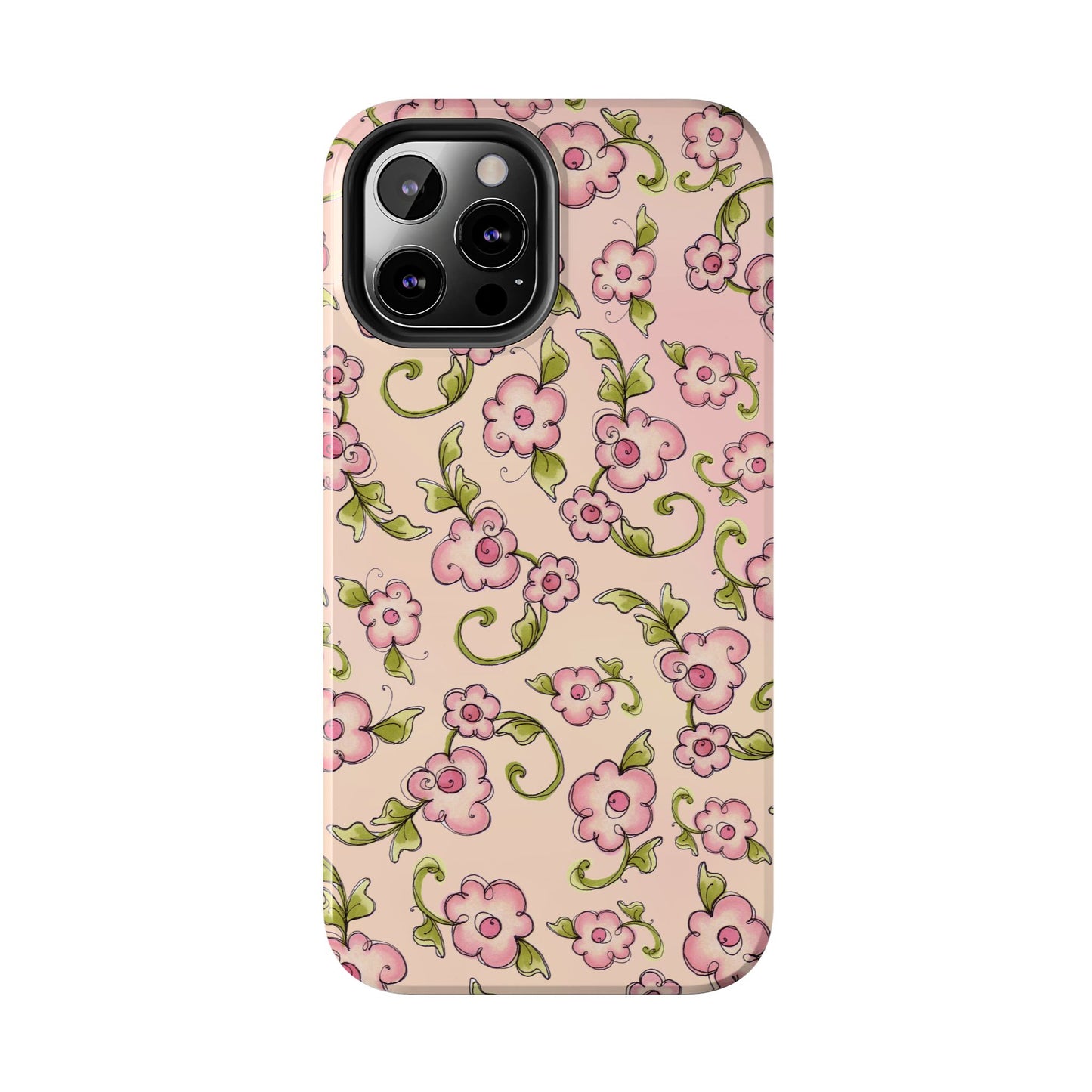 Scroll Daisies Peach / Peach Phone Case