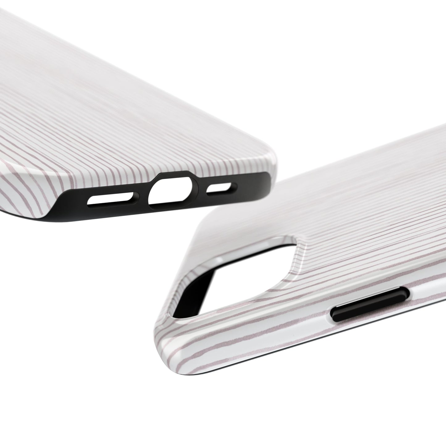 Happy Stripe White / Silver Phone Case