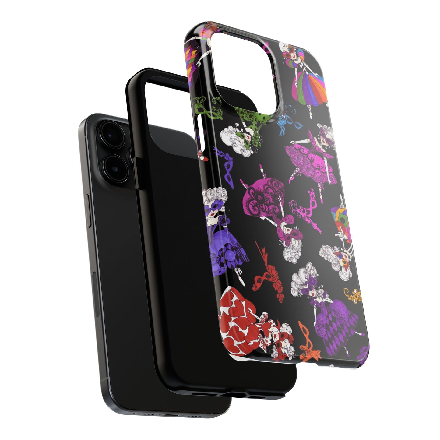Tossed Masquerade Ladies Black Phone Case
