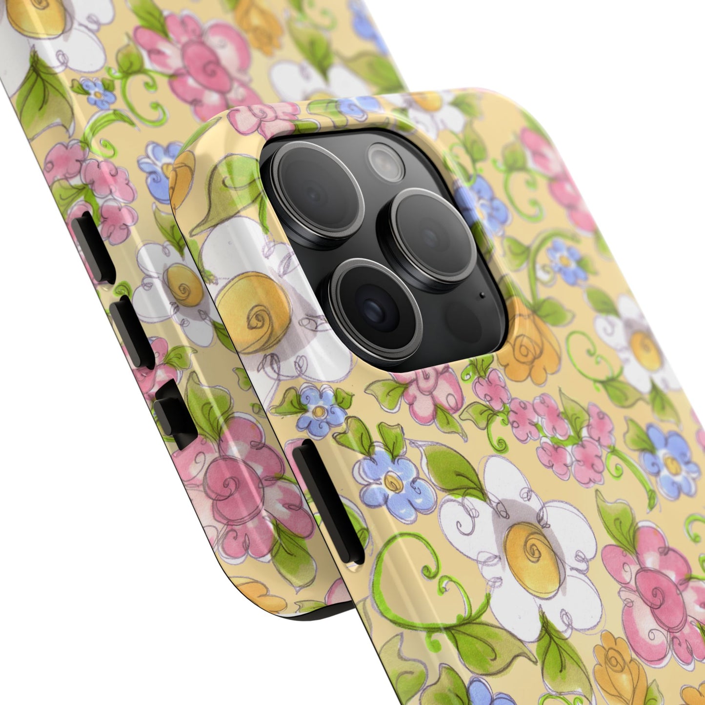 Flower Frolic Yellow Phone Case
