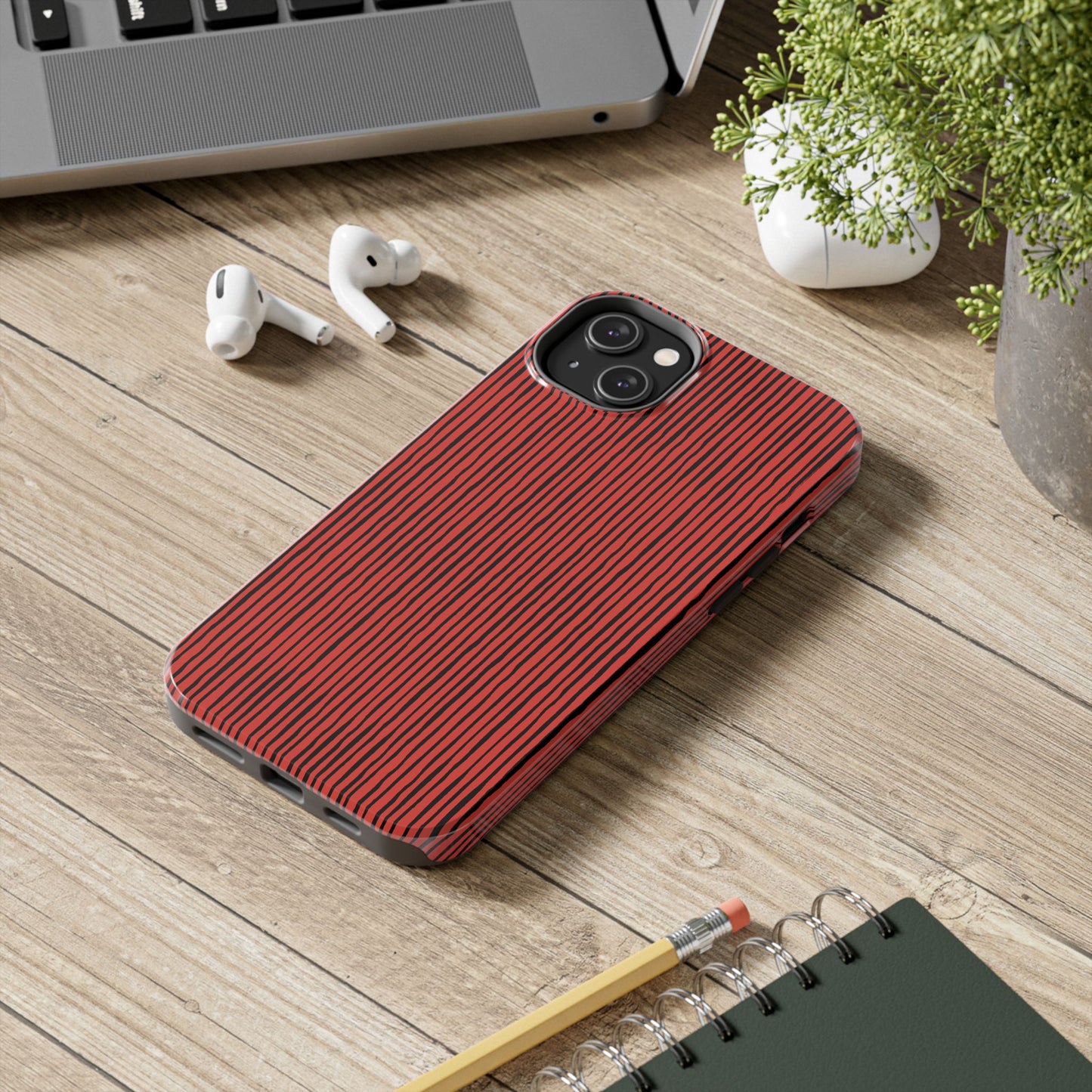 Quirky Pin Stripe Red / Black Phone Case