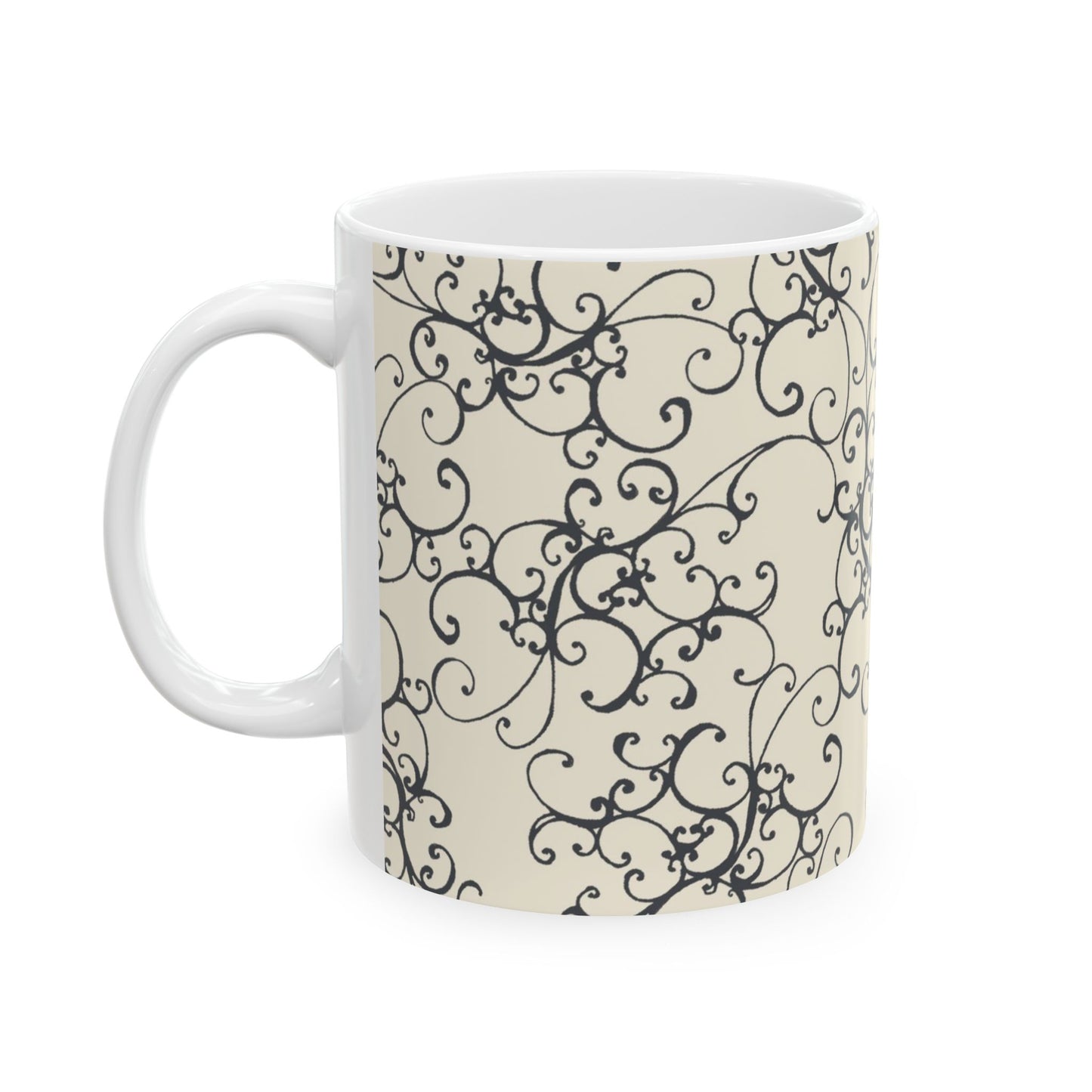 Elegant Scroll Ivory / Black Cup