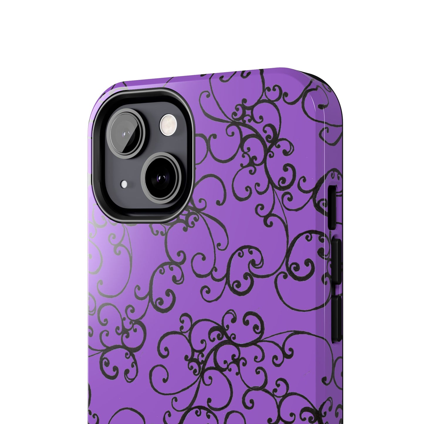 Elegant Scroll Purple / Black Phone Case