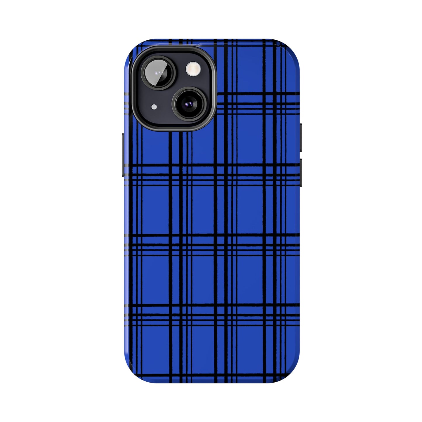 Glad Plaid Blue / Black Phone Case