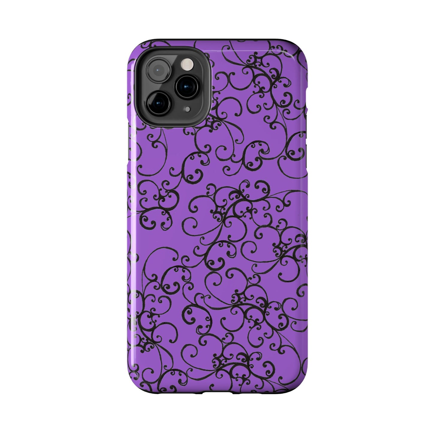 Elegant Scroll Purple / Black Phone Case