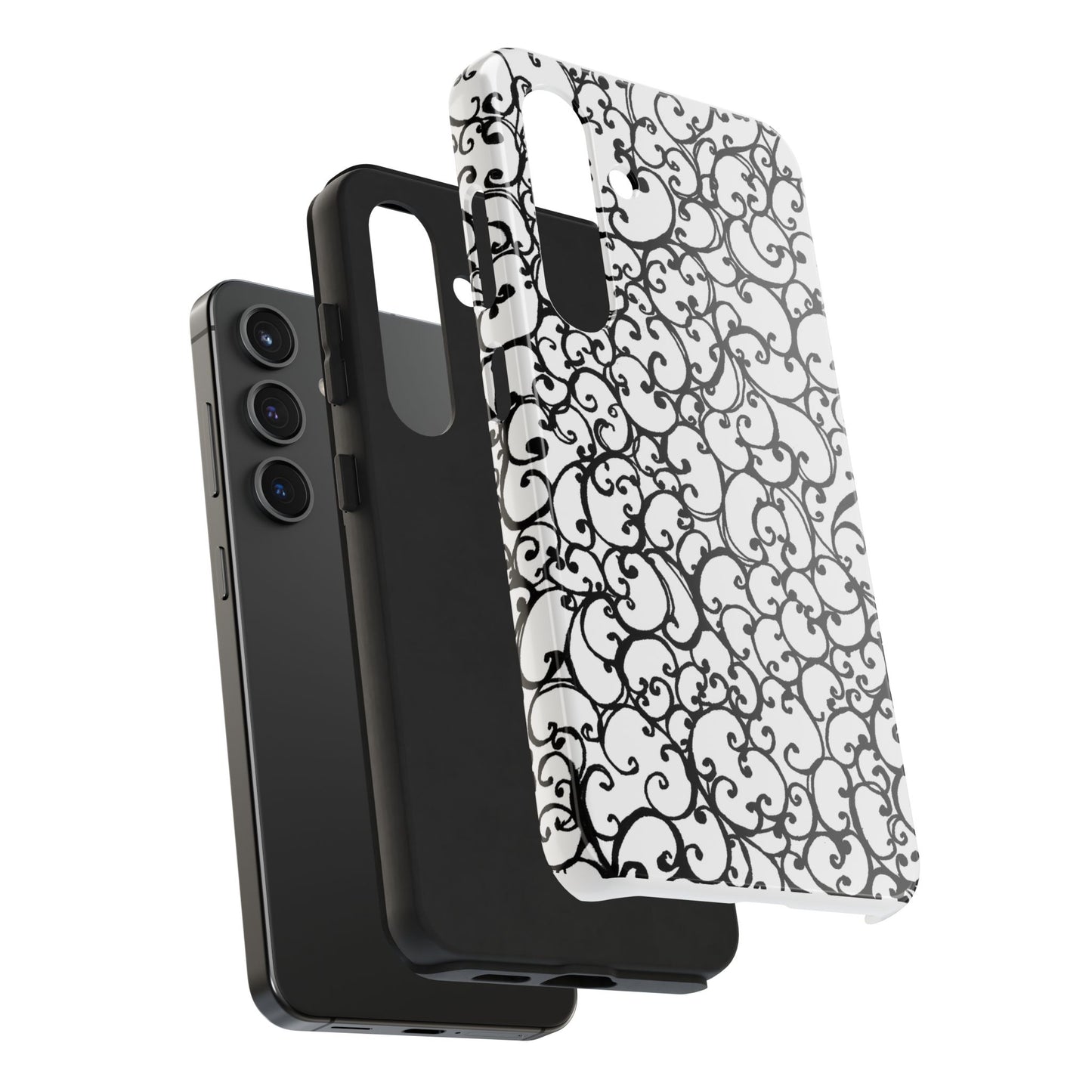 Scrollie White / Black Phone Case