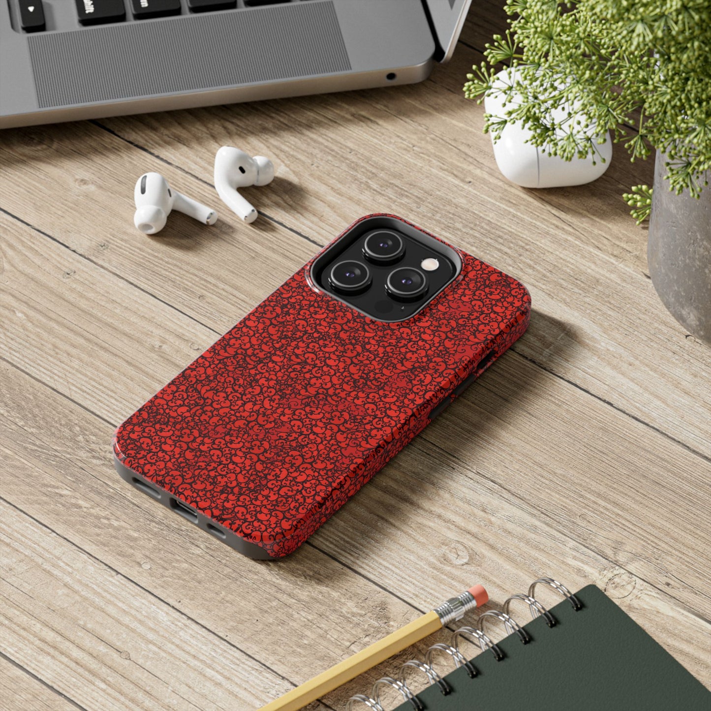 Scrollie Red / Black Phone Case