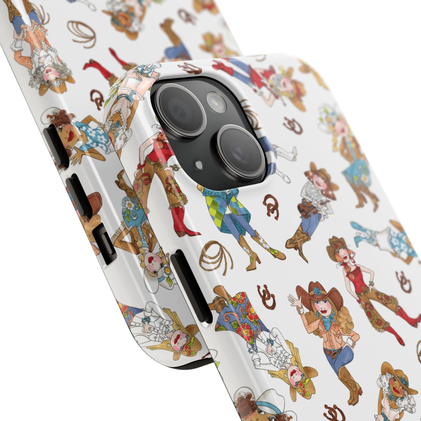 Tossed Cowgirls White Phone Case
