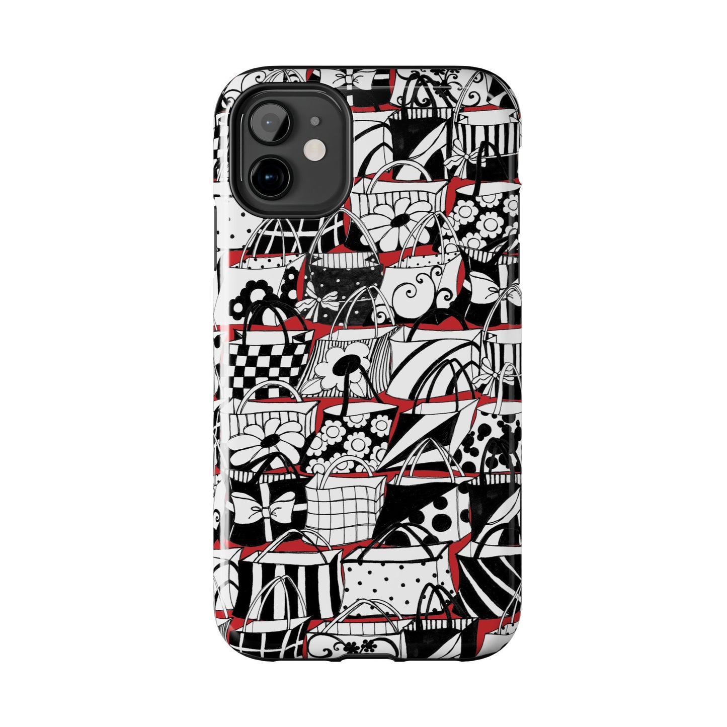 Totally Black, White & Red Phone Case