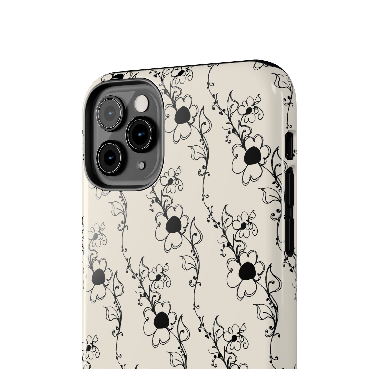 Diagonal Daisies Ivory / Black Phone Case