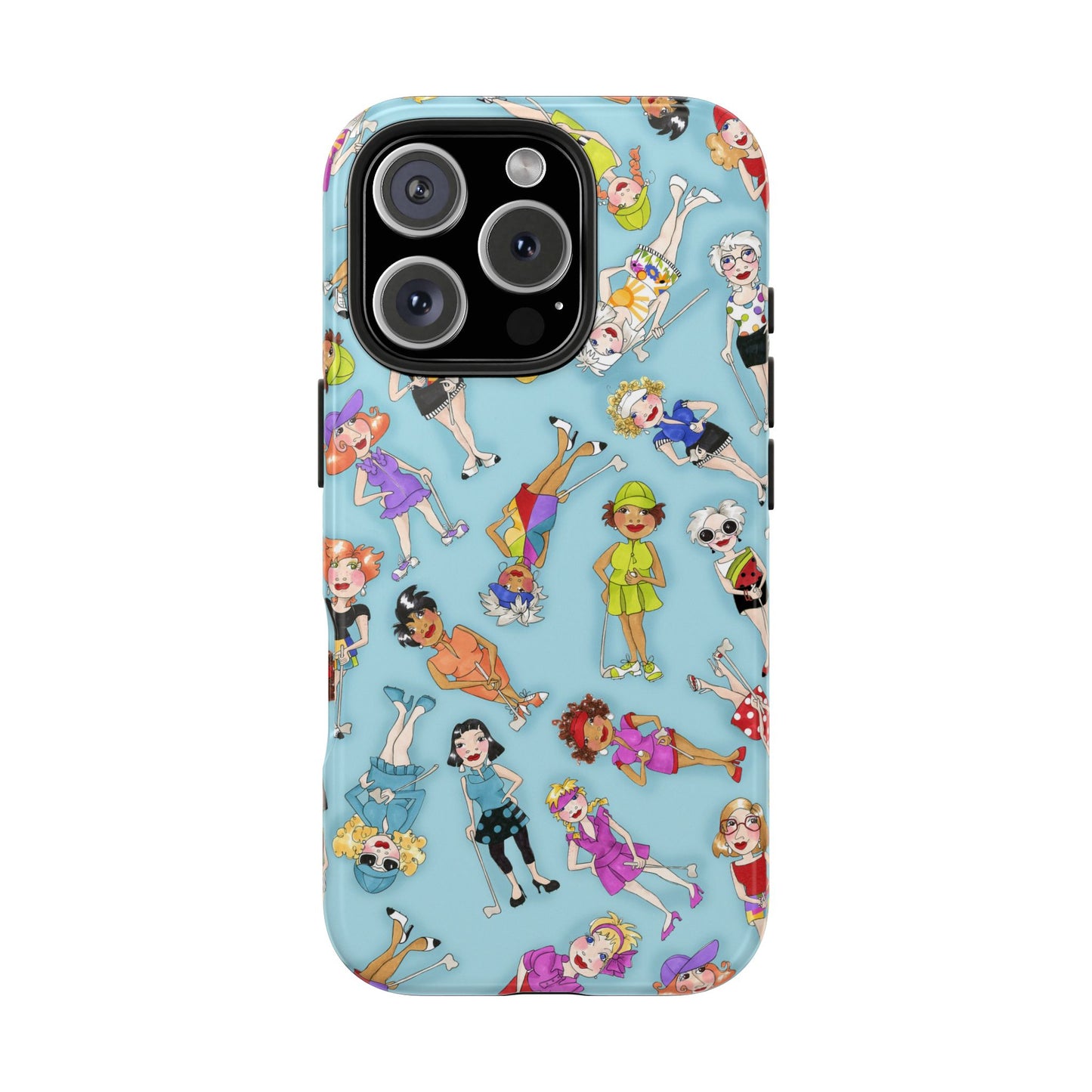 Tossed Golfer Girls Turquoise Phone Case