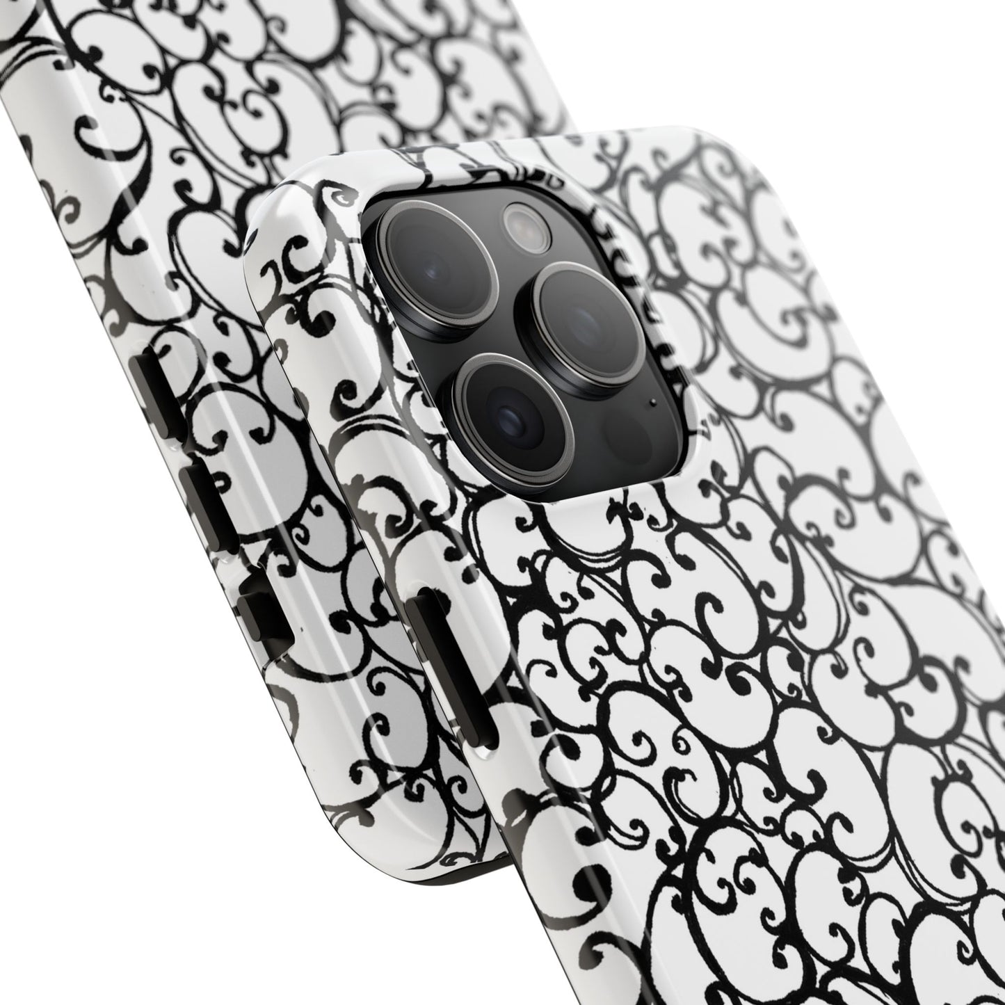 Scrollie White / Black Phone Case