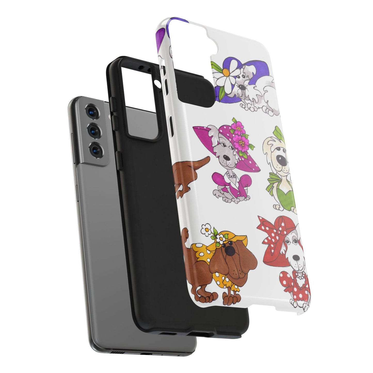 Fancy Dog Line Up White Phone Case