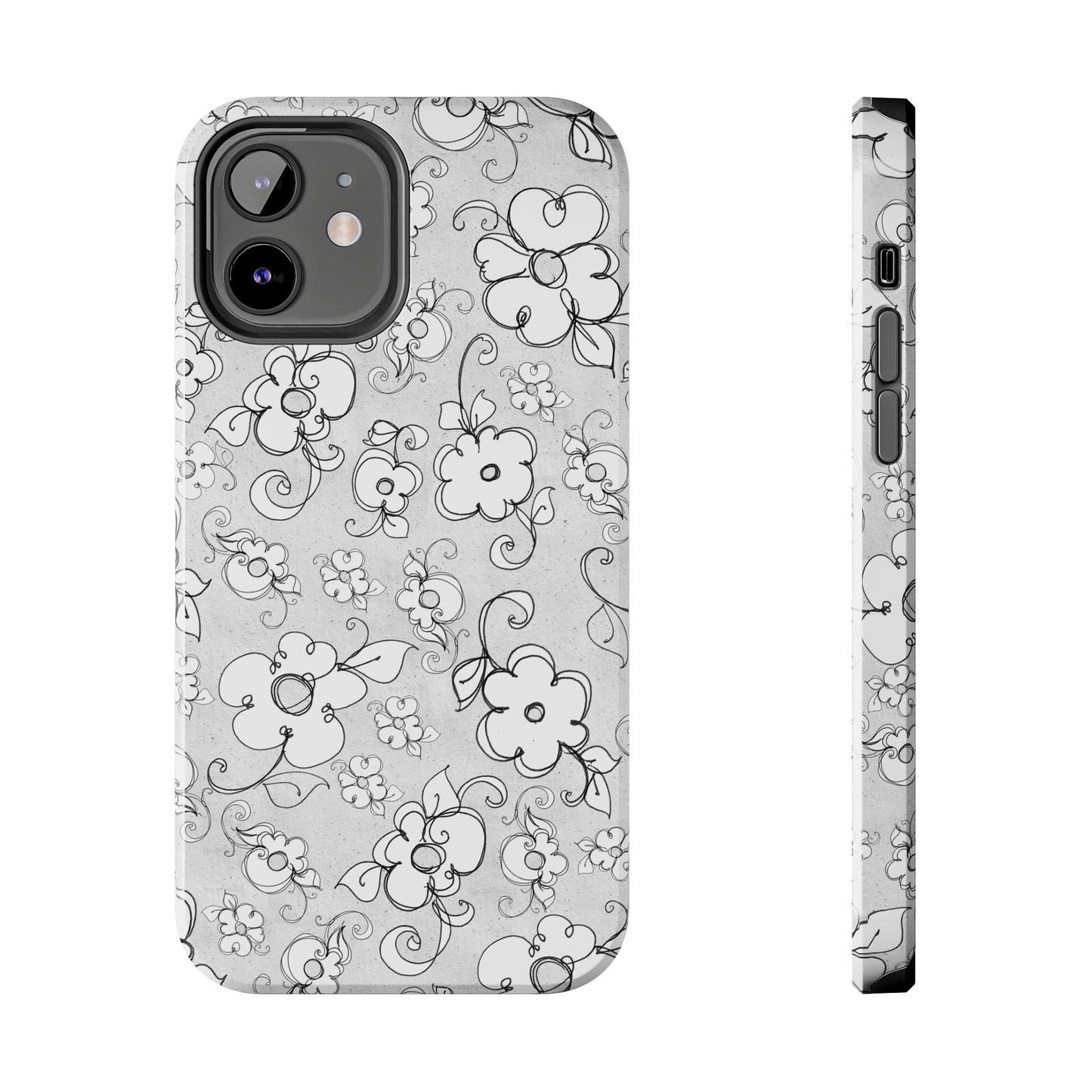 Lady Flowers Silver Phone Case