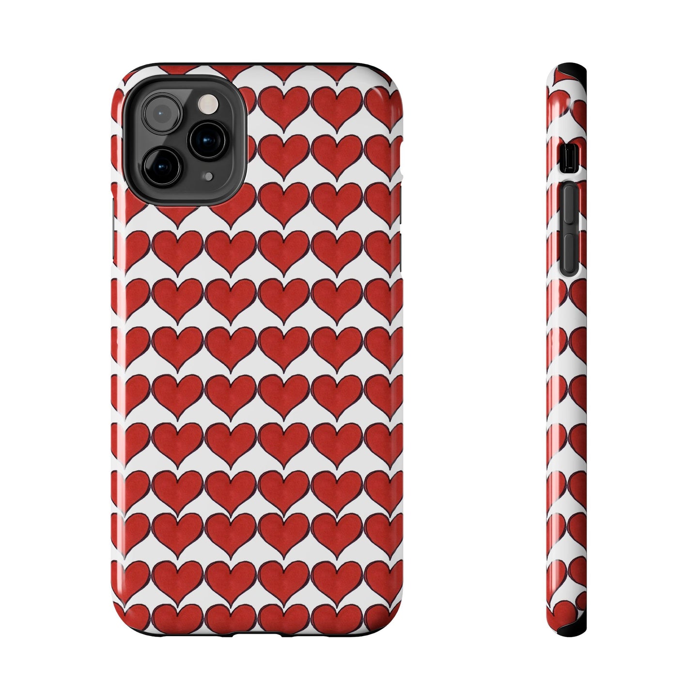Heartbeats White / Red Phone Case