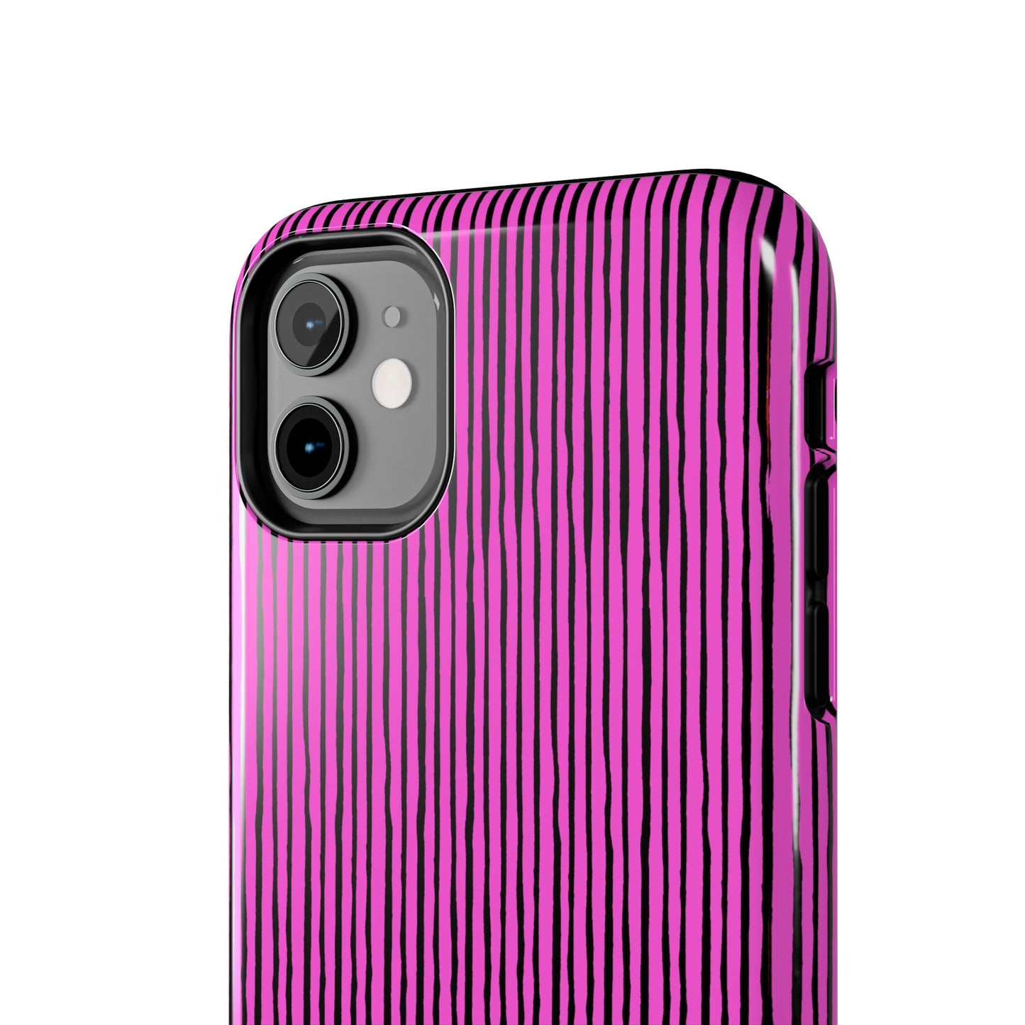 Quirky Pin Stripe Pink / Black Phone Case