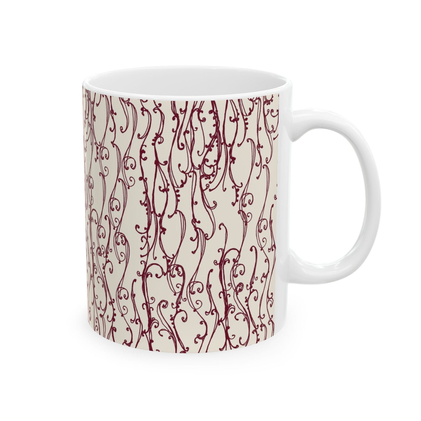 Swan Scroll White / Red Cup