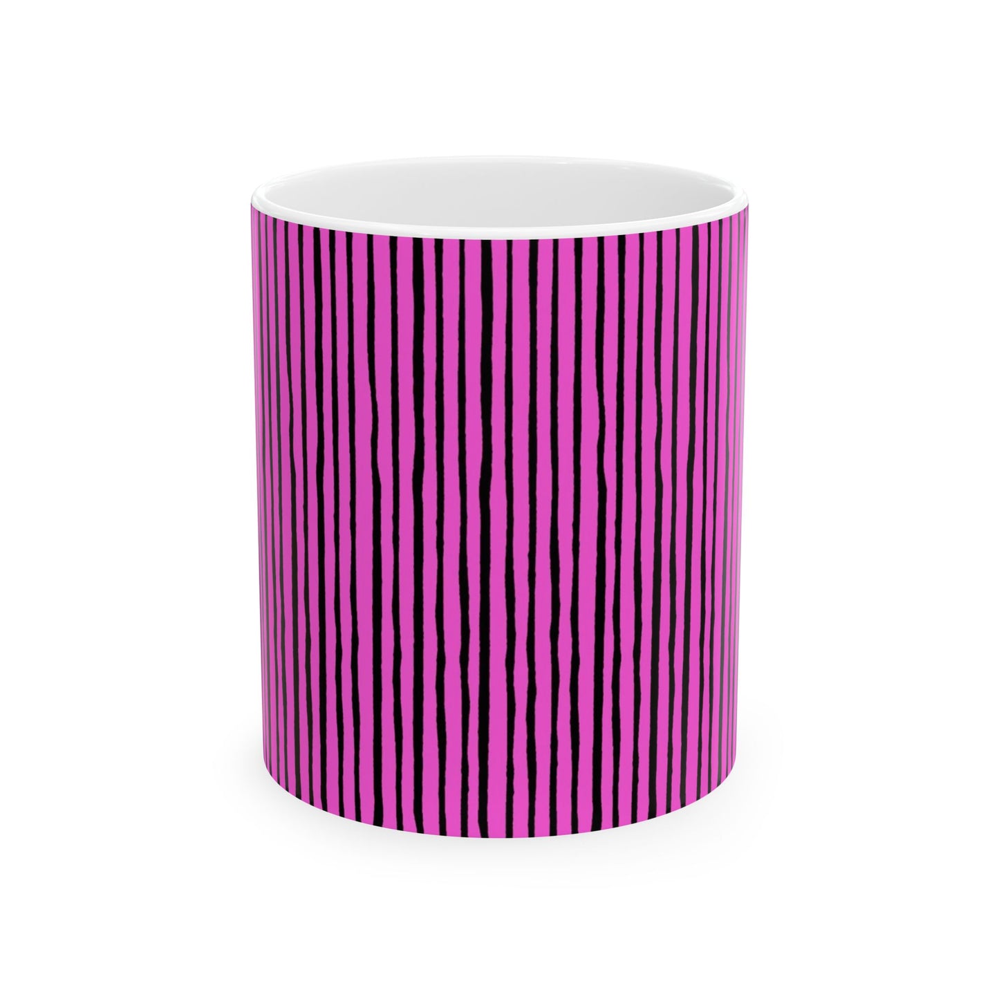 Quirky Pin Stripe Pink / Black Cup
