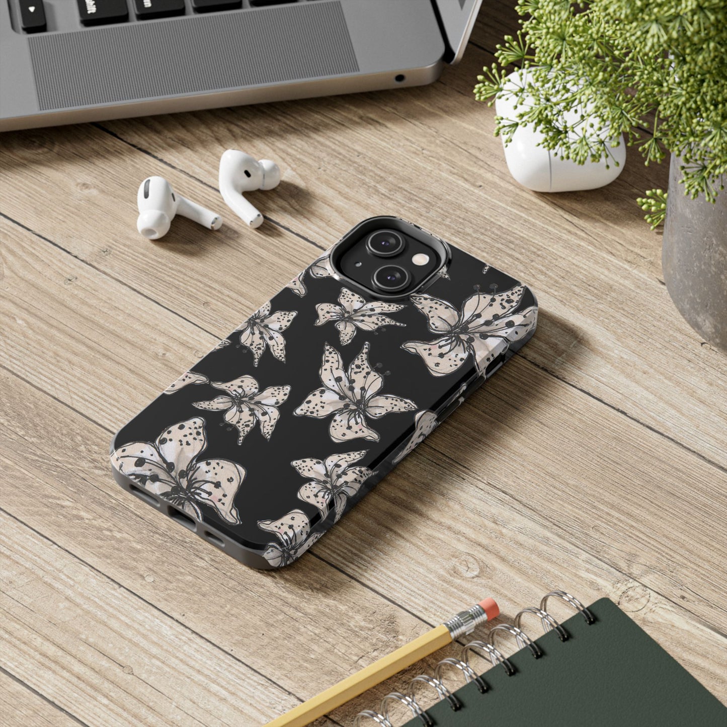 Spotted Lilies Black Phone Case
