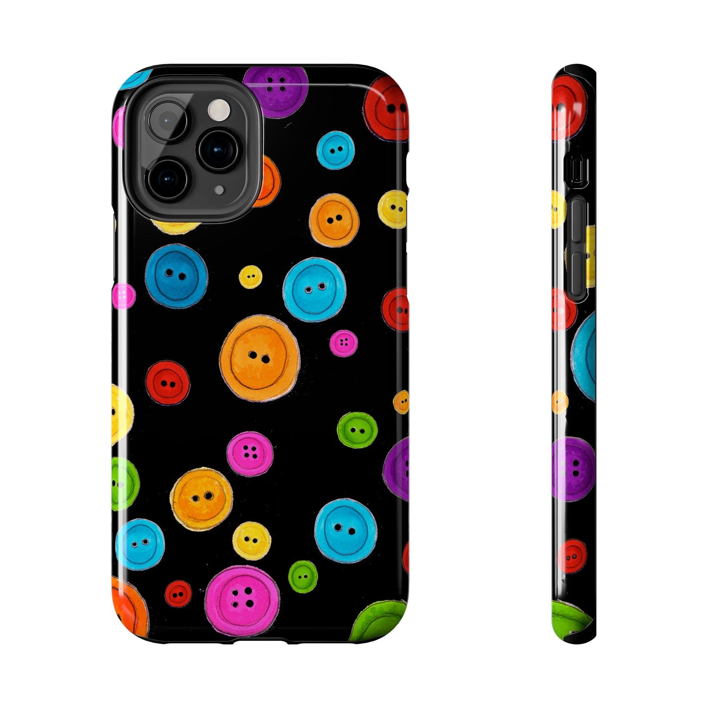 Button Dots Black Phone Case