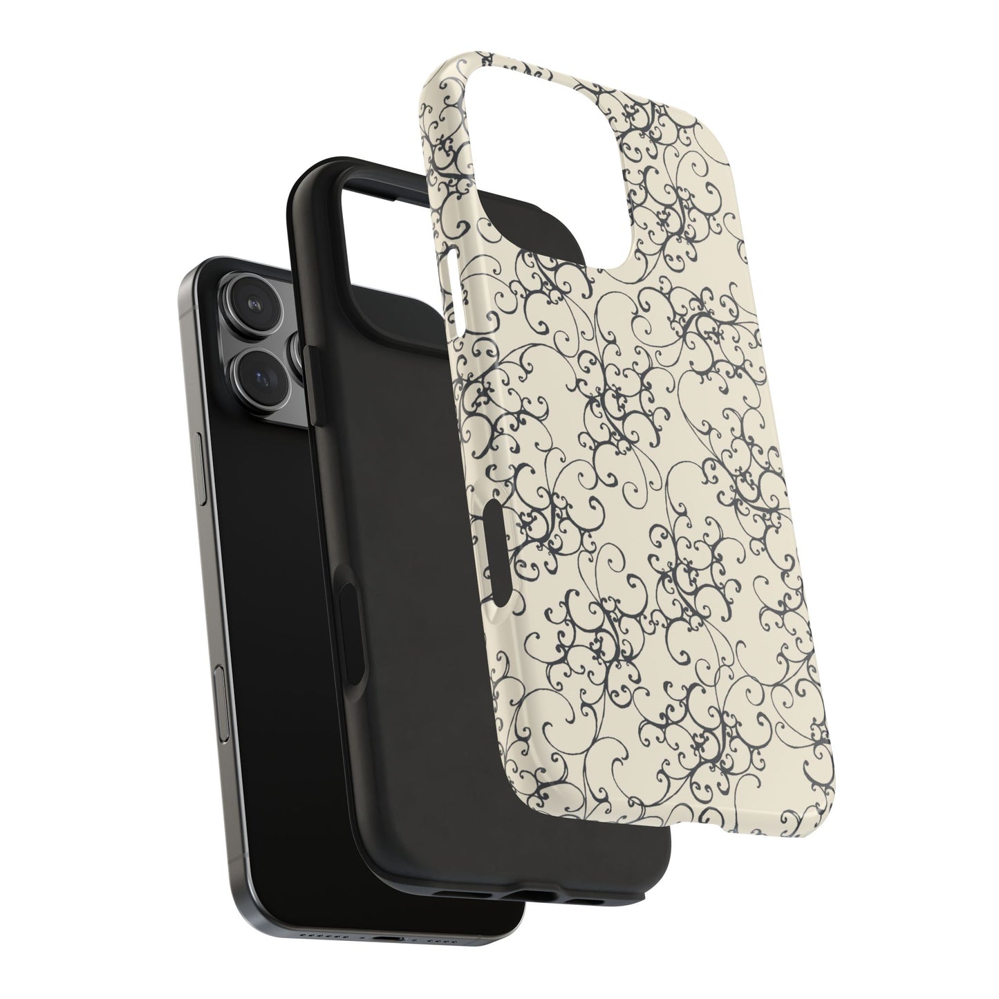 Elegant Scroll Ivory / Black Phone Case