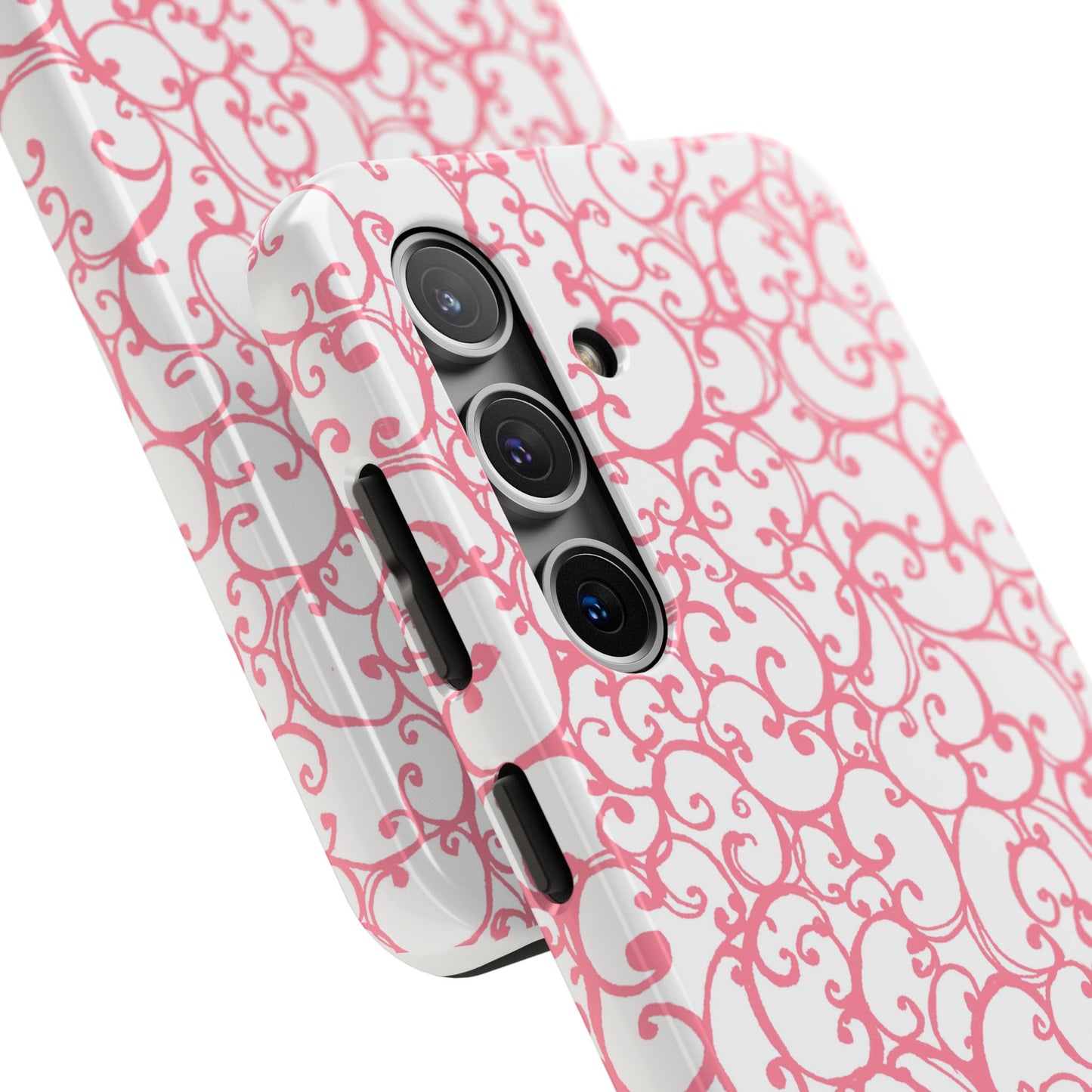 Scrollie White / Pink Phone Case