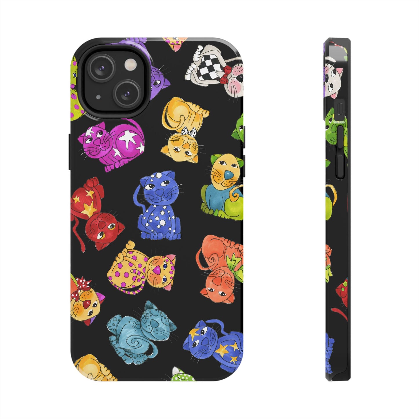 Tossed Happy Cats Black Phone Case