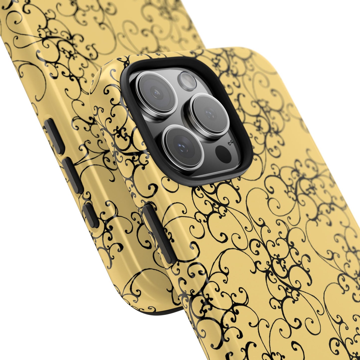 Elegant Scroll Yellow / Black Phone Case