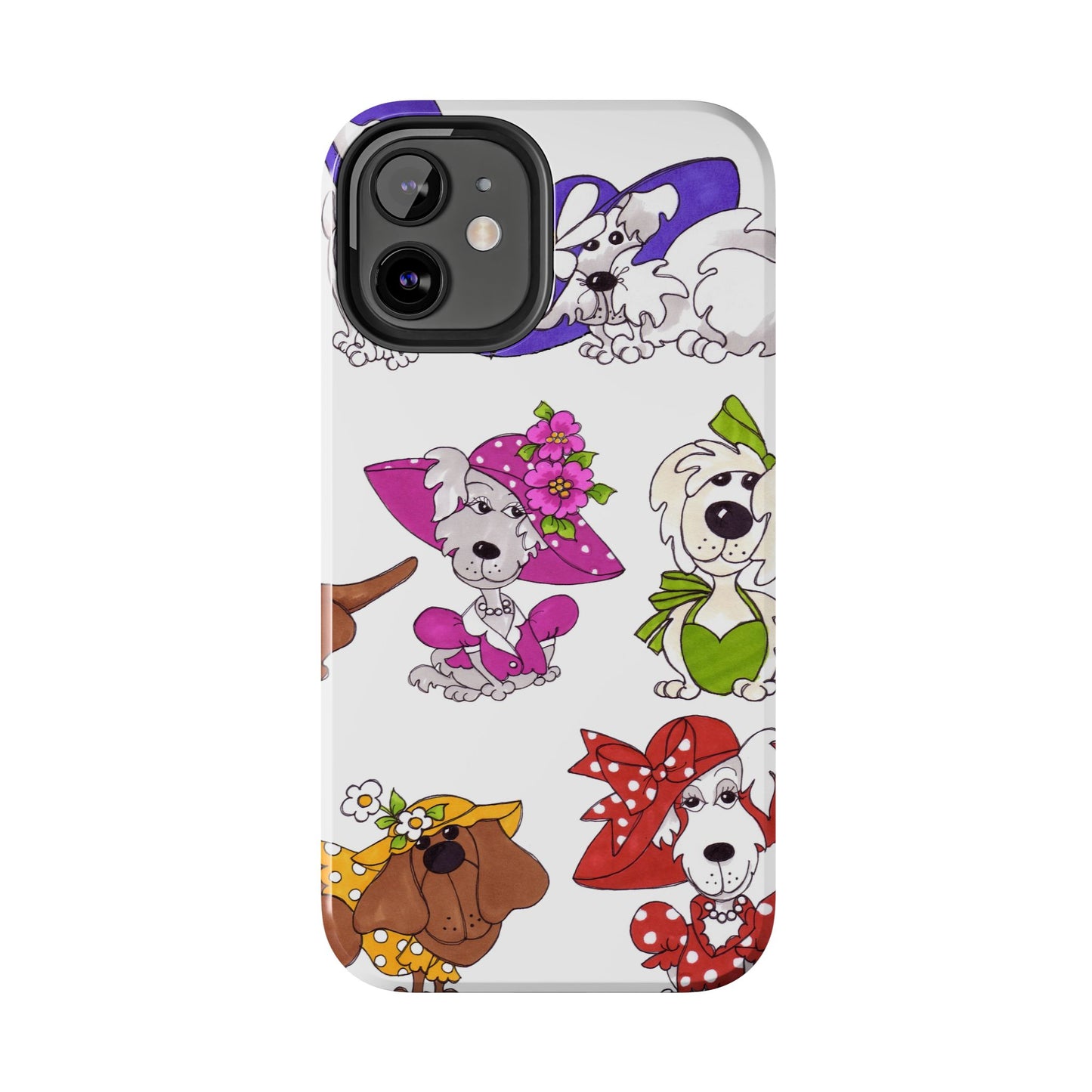 Fancy Dog Line Up White Phone Case