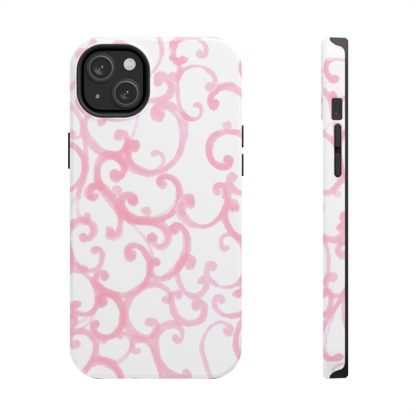 Scrollie White / Pink Phone Case