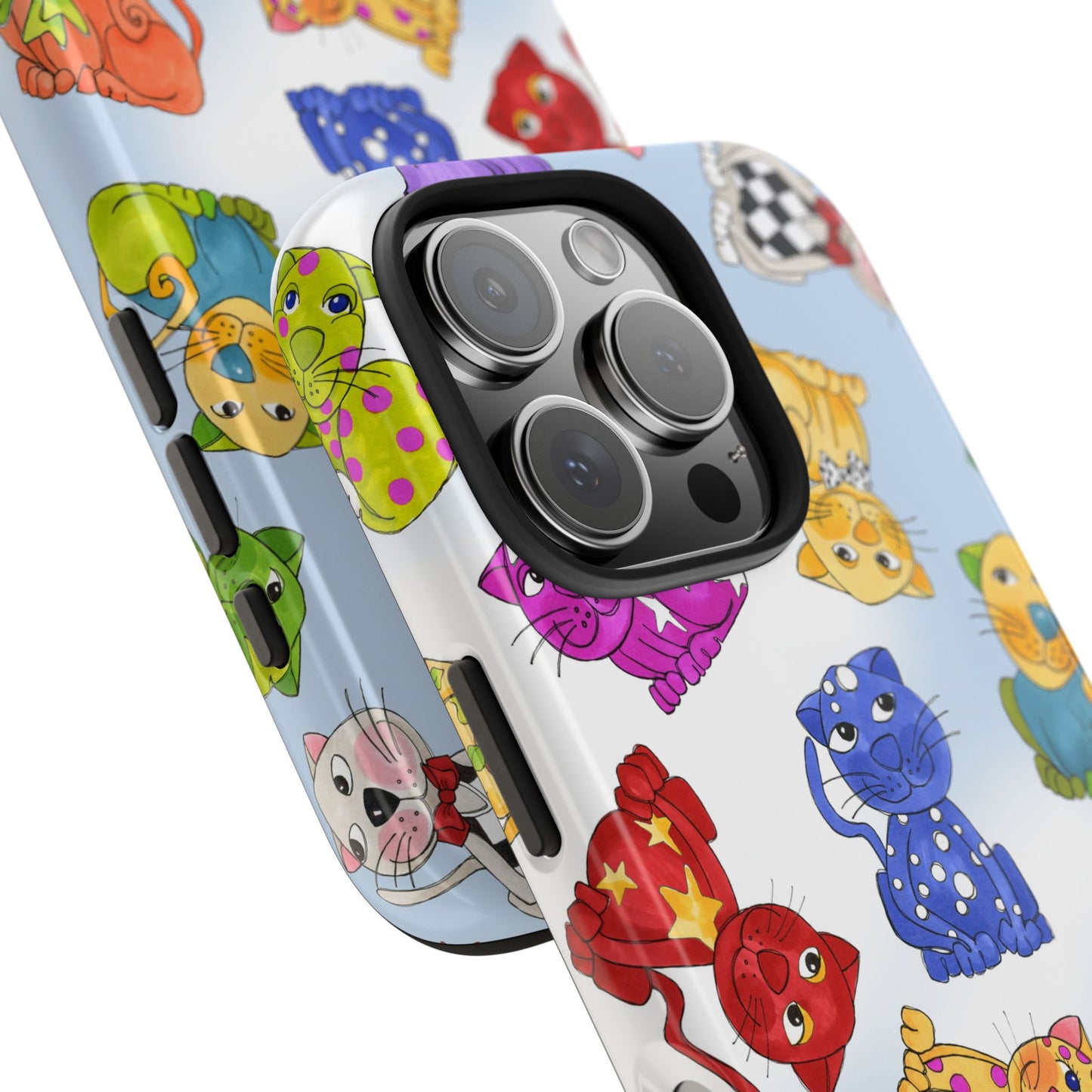 Tossed Happy Cats Blue Sky Phone Case