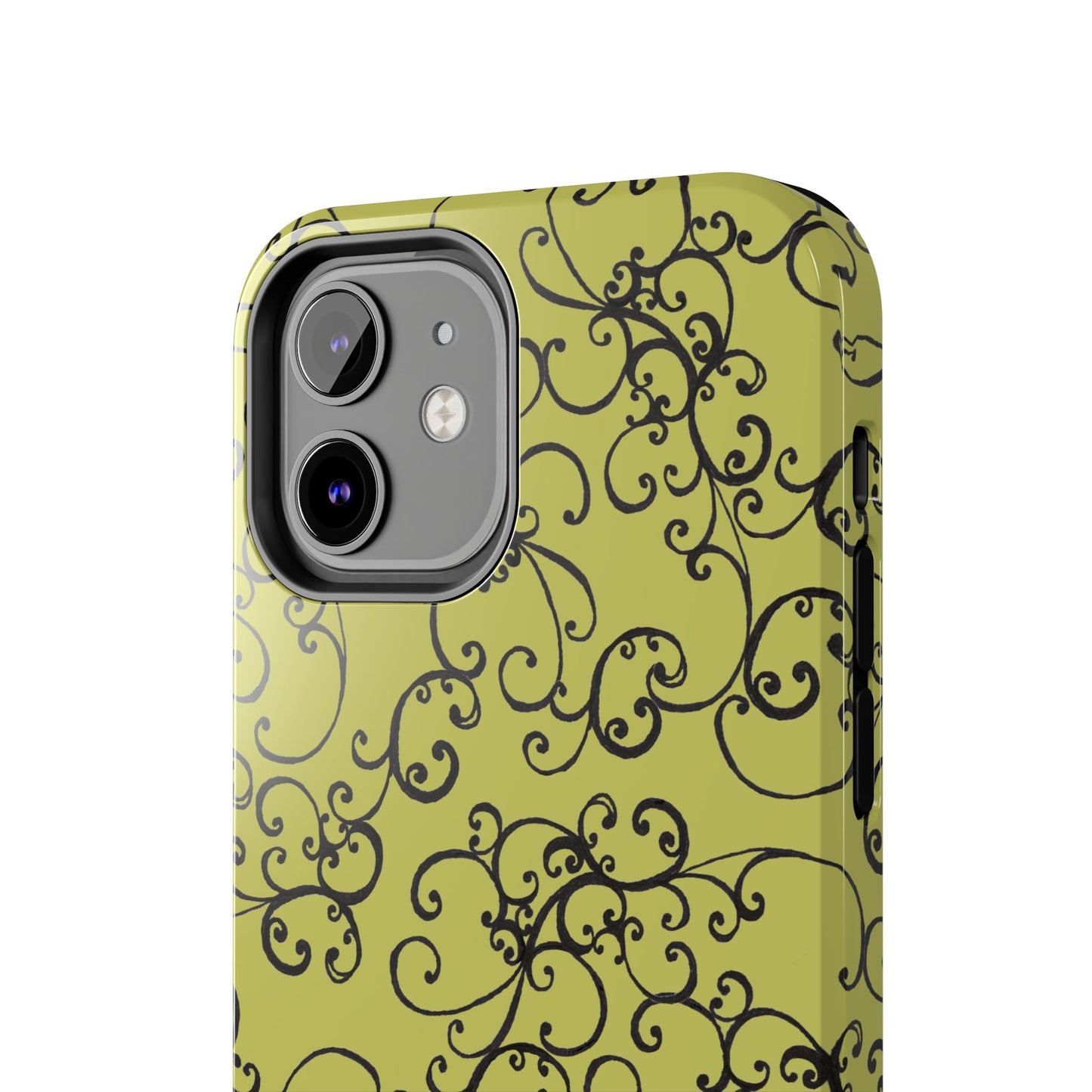 Elegant Scroll Green / Black Phone Case
