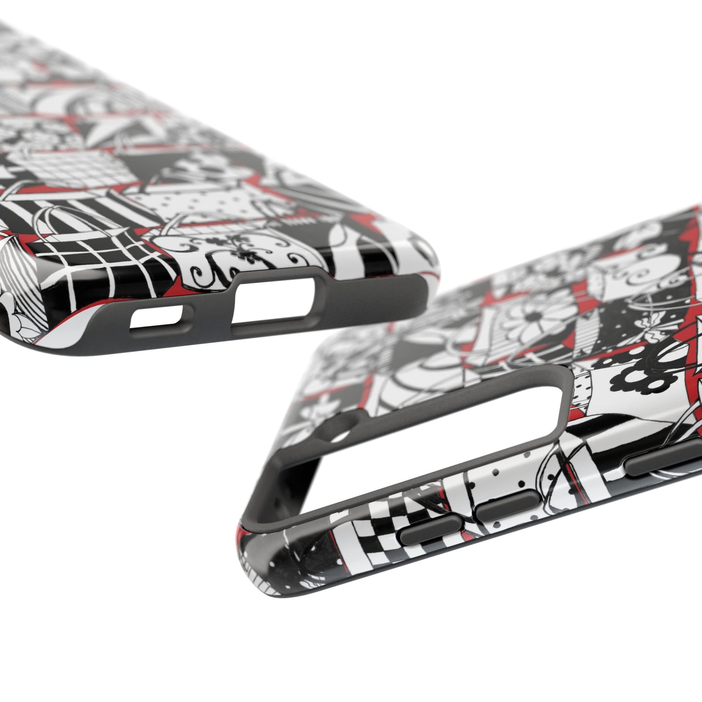 Totally Black, White & Red Phone Case