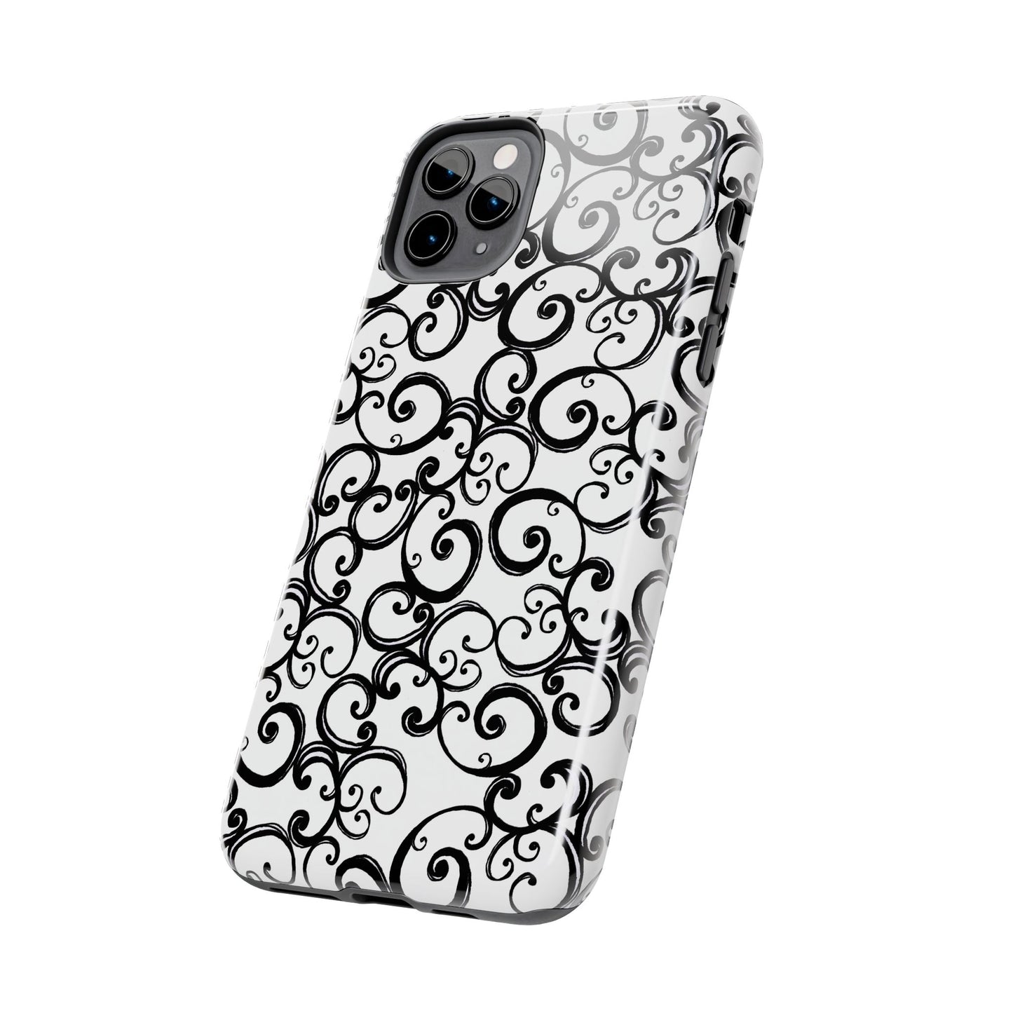 Curls White / Black Phone Case