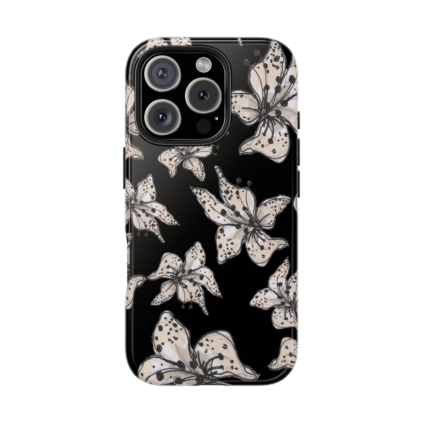 Spotted Lilies Black Phone Case