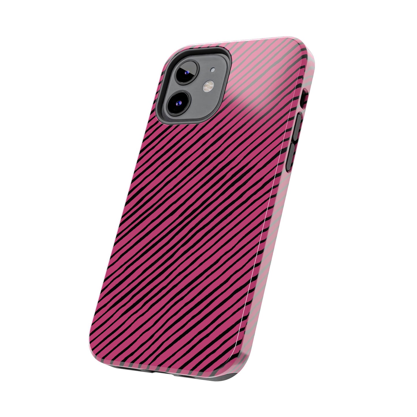 Quirky Bias Stripe Magenta / Black Phone Case