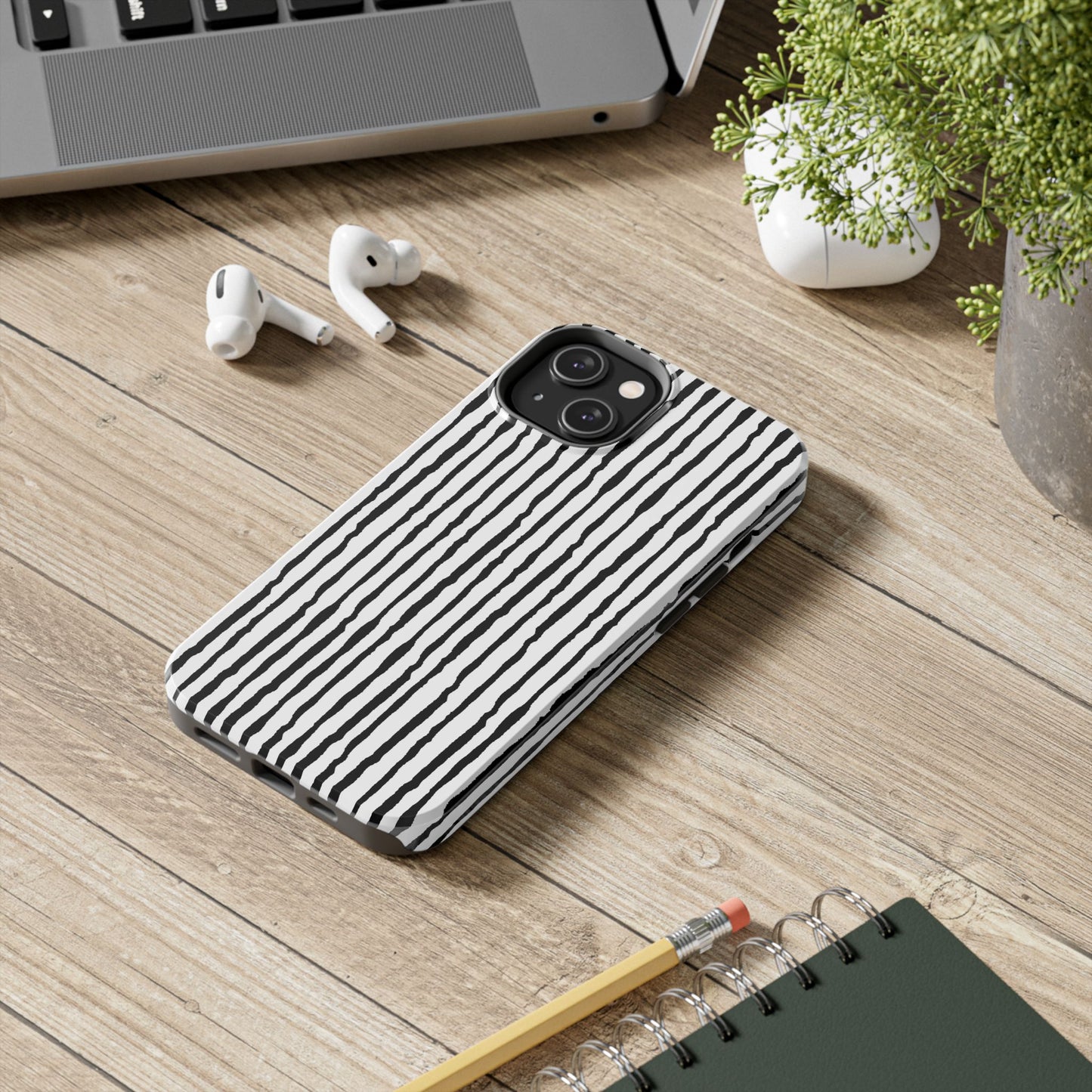 Sorta Stripe White / Black Phone Case