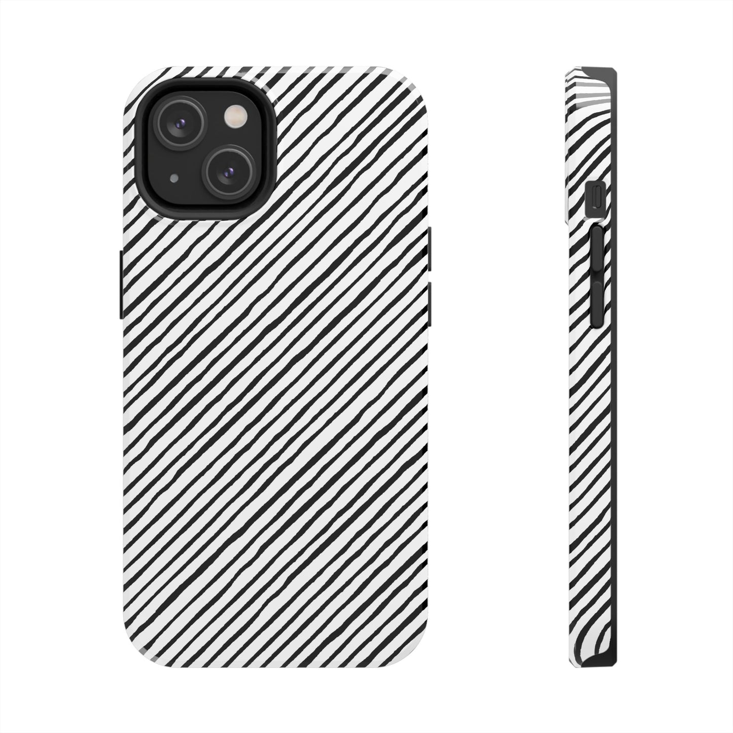 Quirky Bias Stripe White / Black Phone Case