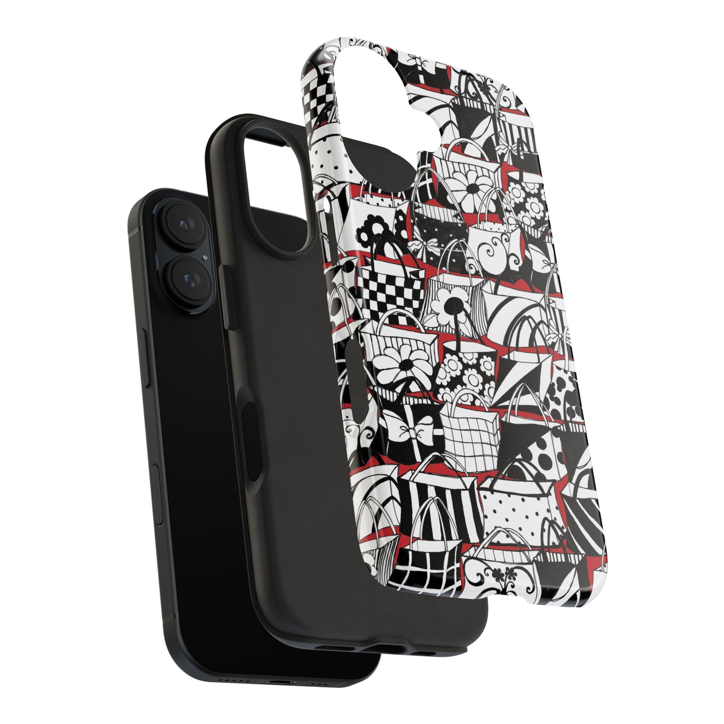 Totally Black, White & Red Phone Case