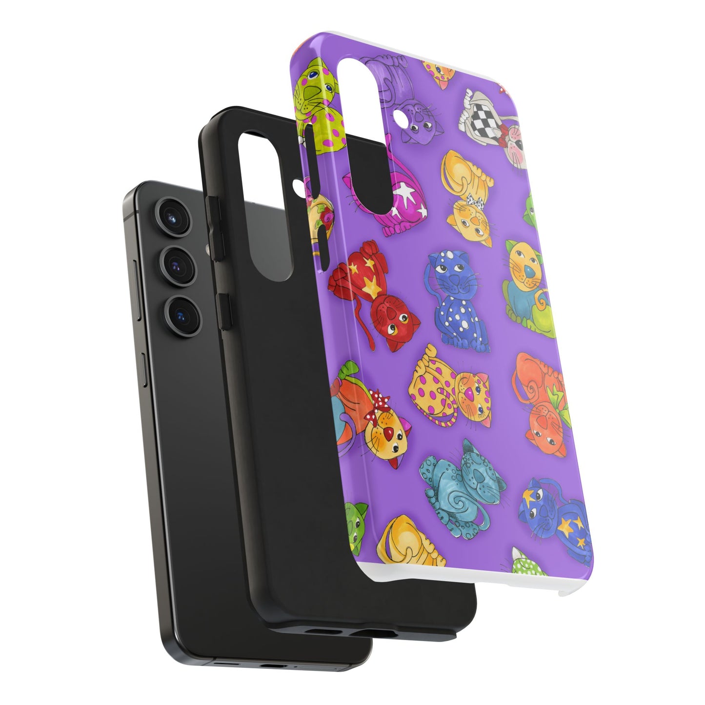 Tossed Happy Cats Purple Phone Case