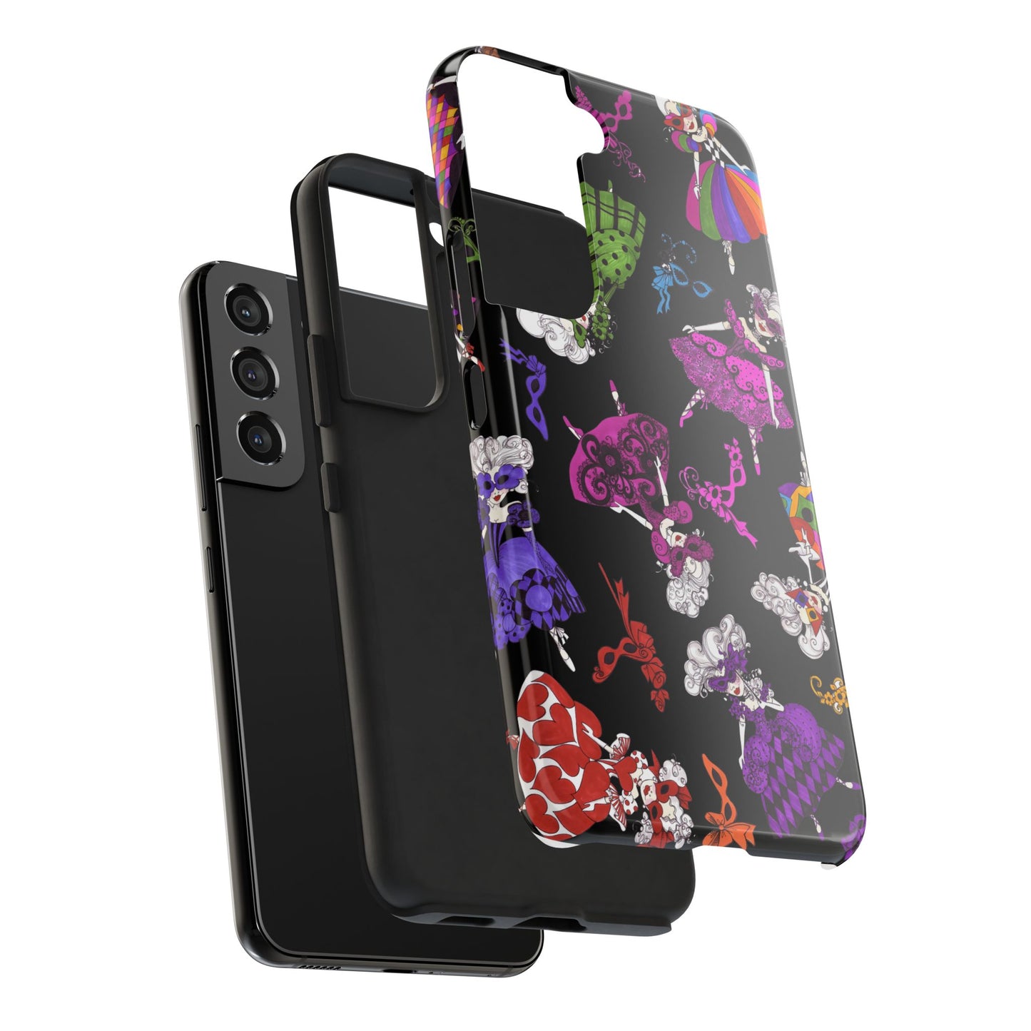 Tossed Masquerade Ladies Black Phone Case