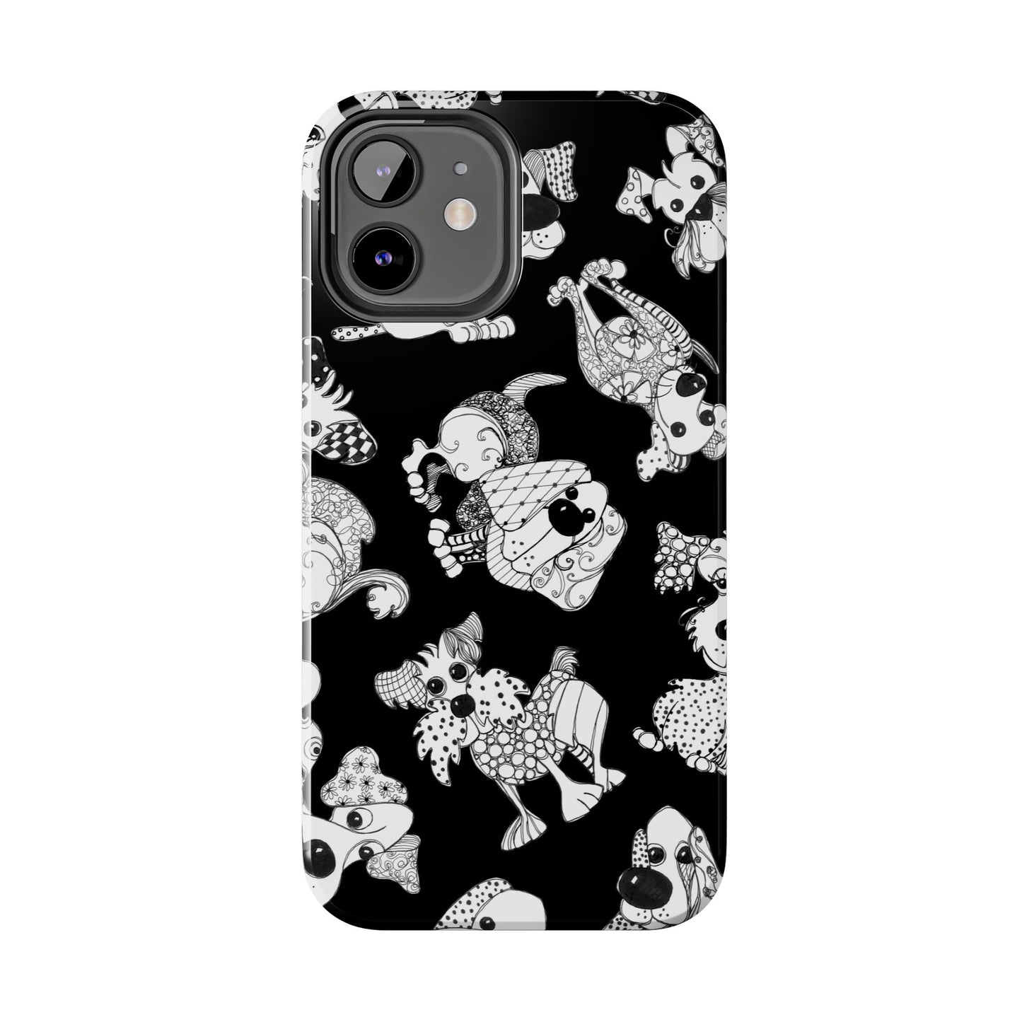 Doodle Dogs Black Phone Case