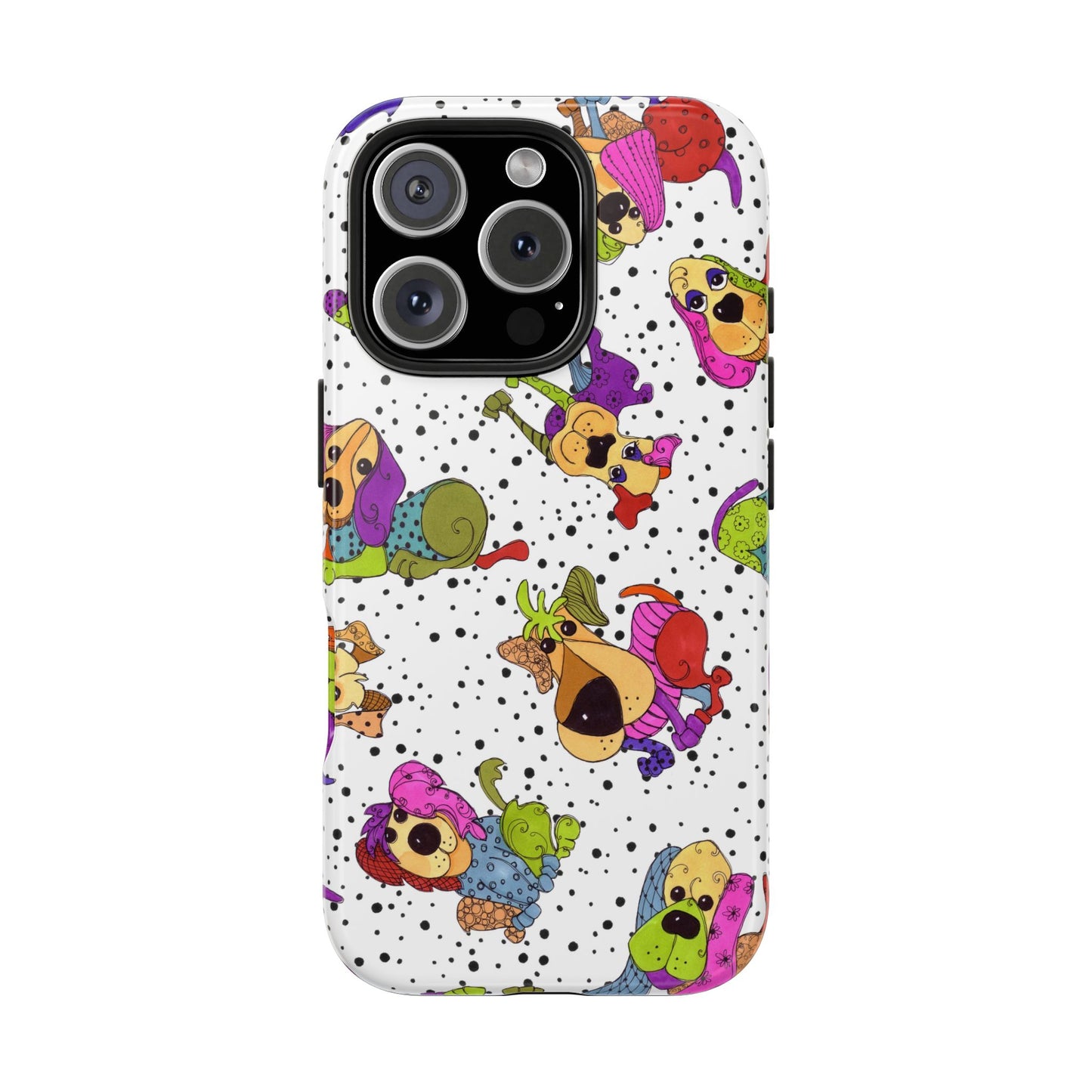 Tossed Happy Dogs White Phone Case