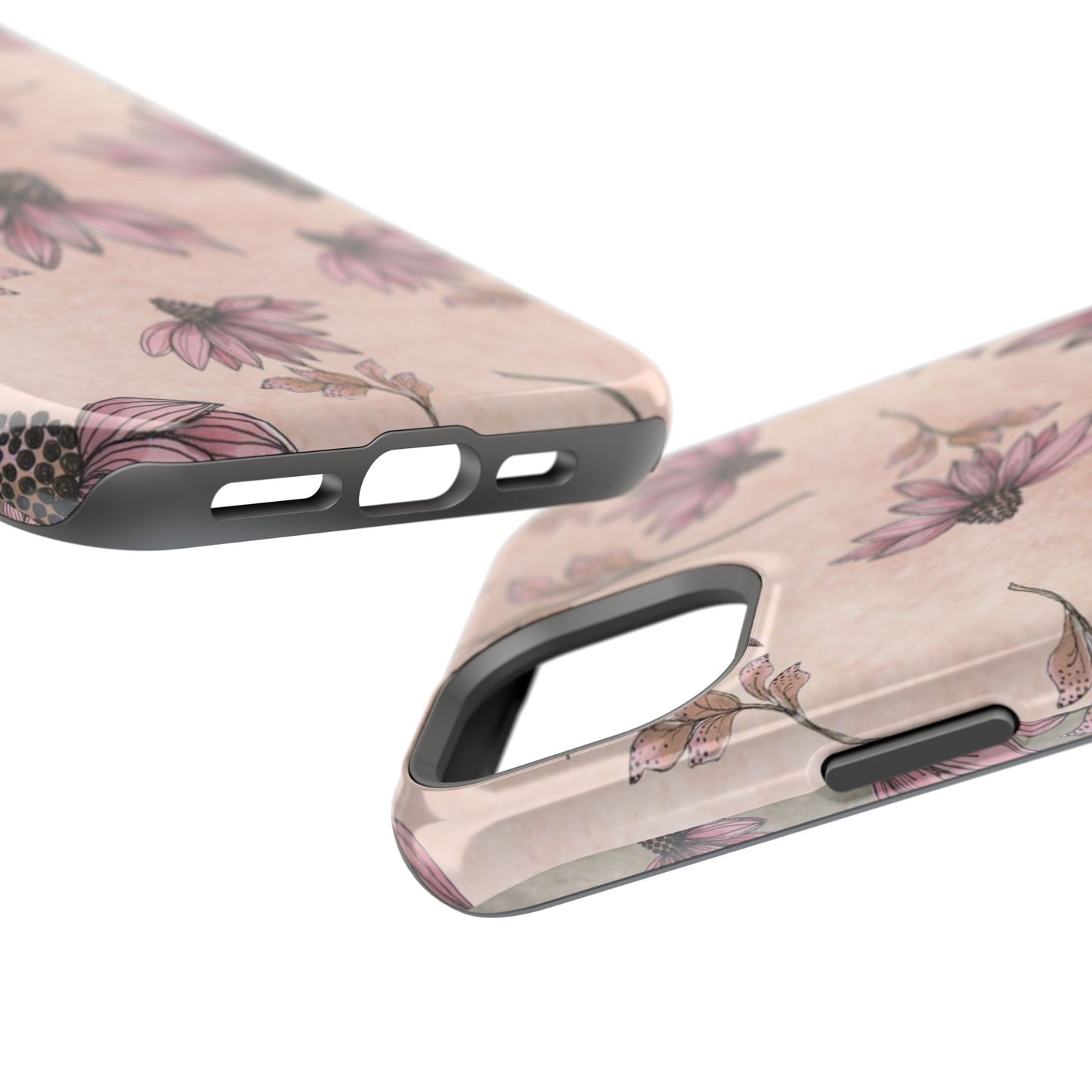 Wild Cone Flowers Pink Marble Phone Case