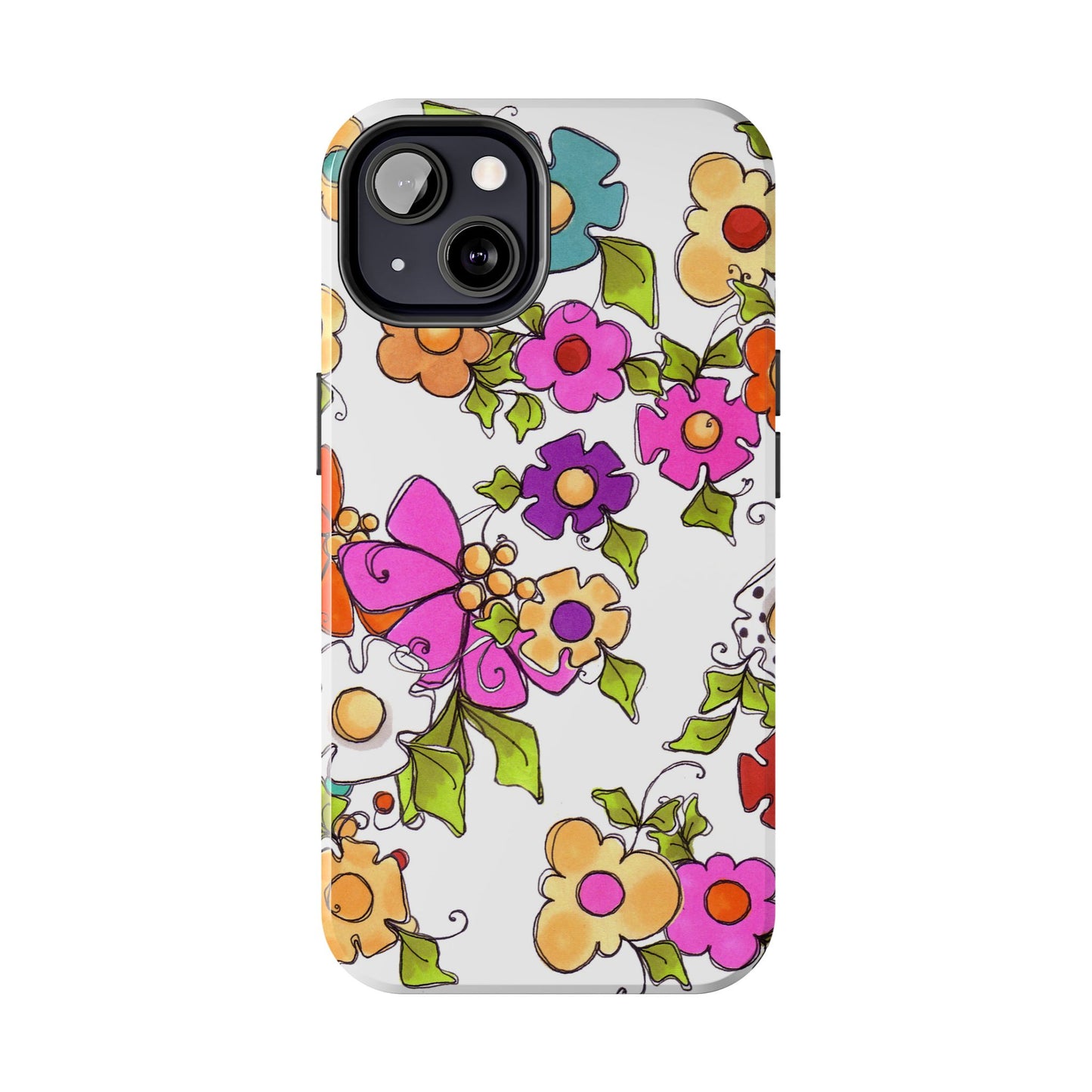 Happy Blooms White Phone Case